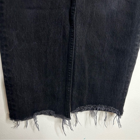 Reformation Black Cropped Cigarette Jeans 29 Raw Hem Distressed High Rise - Picture 6 of 10